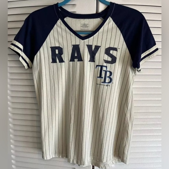 Tampa Bay Rays Jersey Style T-Shirt Girl's
Sparkle Pinstripe Shirt YXL 14 / 16 - Picture 7 of 7